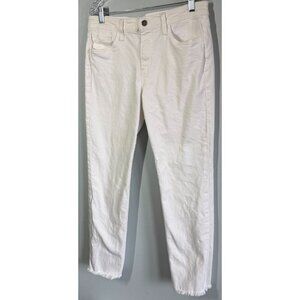 Joe's Jeans Womens White The Lara Mid Rise Cigarette Ankle Jean Sz 29 Freyed Hem